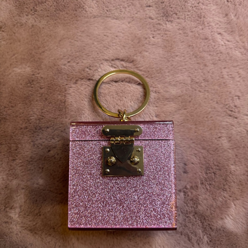 ASOS Pink Glitter Cube Purse with Gold Hardware - Picture 2 of 5